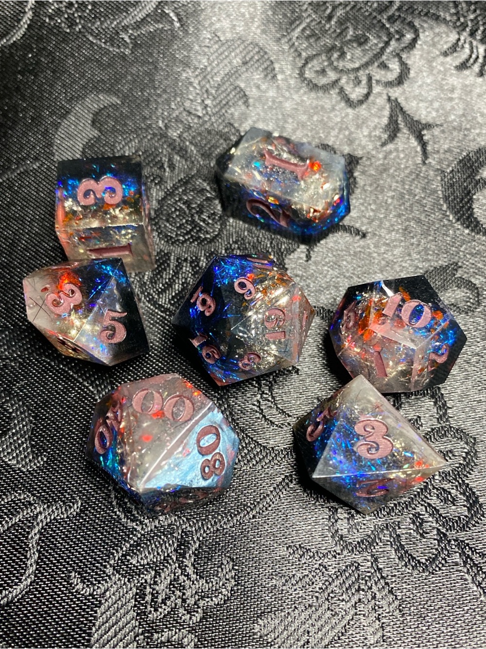 Homemade - Black Seven Piece Polyhedral Dice Set